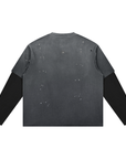 Vintage Wash Distressed Layer T-Shirt Darl Gray/Black