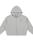 Waffle Wizard zip up hoodie in Light Gray, front