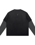Vintage Wash Distressed Layer T-Shirt Black with Gray