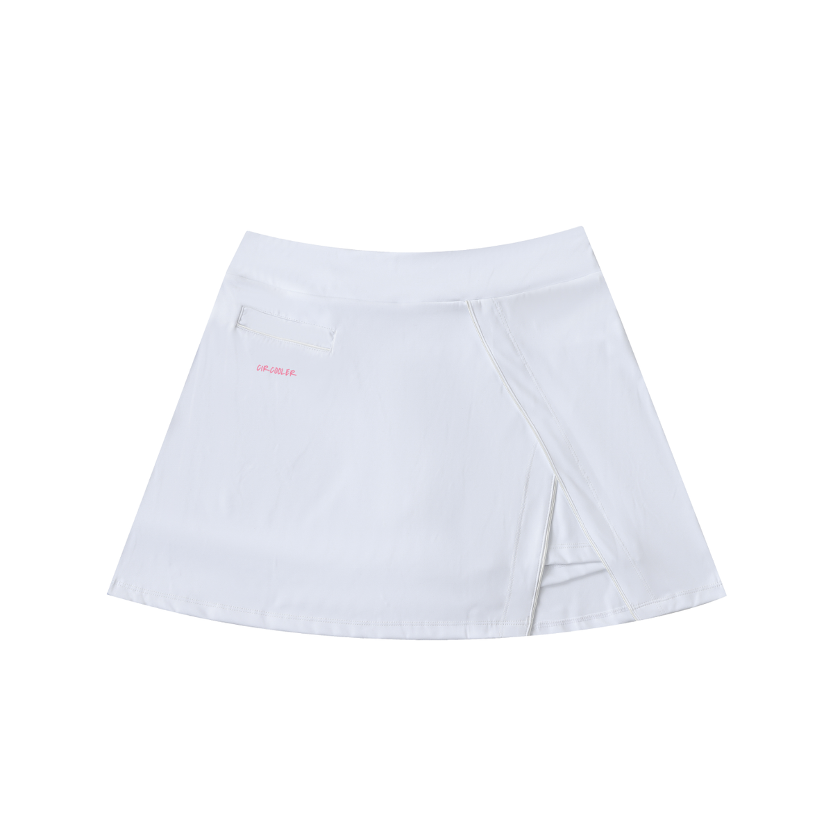 High-Waist Pocketed A-Line Skirt -White/Pink