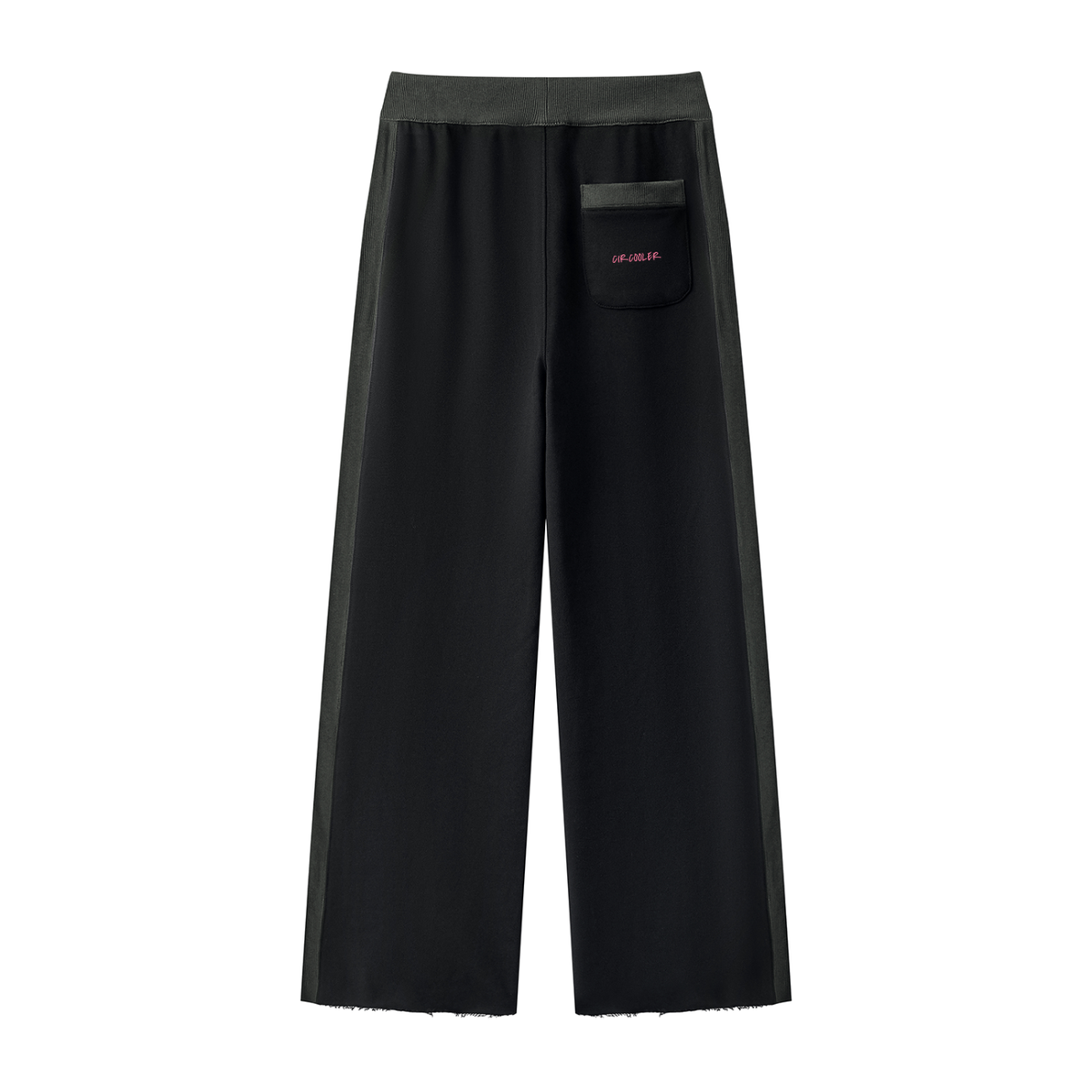 Women's Colour Block Raw Hem Sweatpants - Black/Pink
