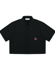 Women’s Crop Short Sleeve Shirt - Black/Pink