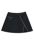 High-Waist Pocketed A-Line Skirt - Black/White
