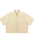 Women’s Crop Short Sleeve Shirt - Apricot/Pink