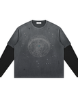 Vintage Wash Distressed Layer T-Shirt Darl Gray/Black