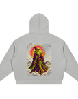 Waffle Wizard zip up hoodie in Light Gray, back
