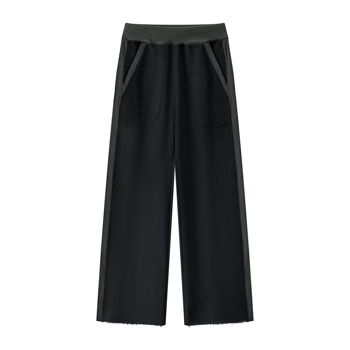Women's Colour Block Raw Hem Sweatpants - Black/Pink