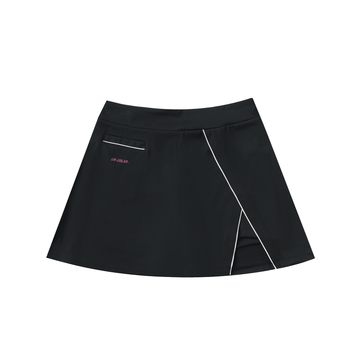 High-Waist Pocketed A-Line Skirt - Black/Pink