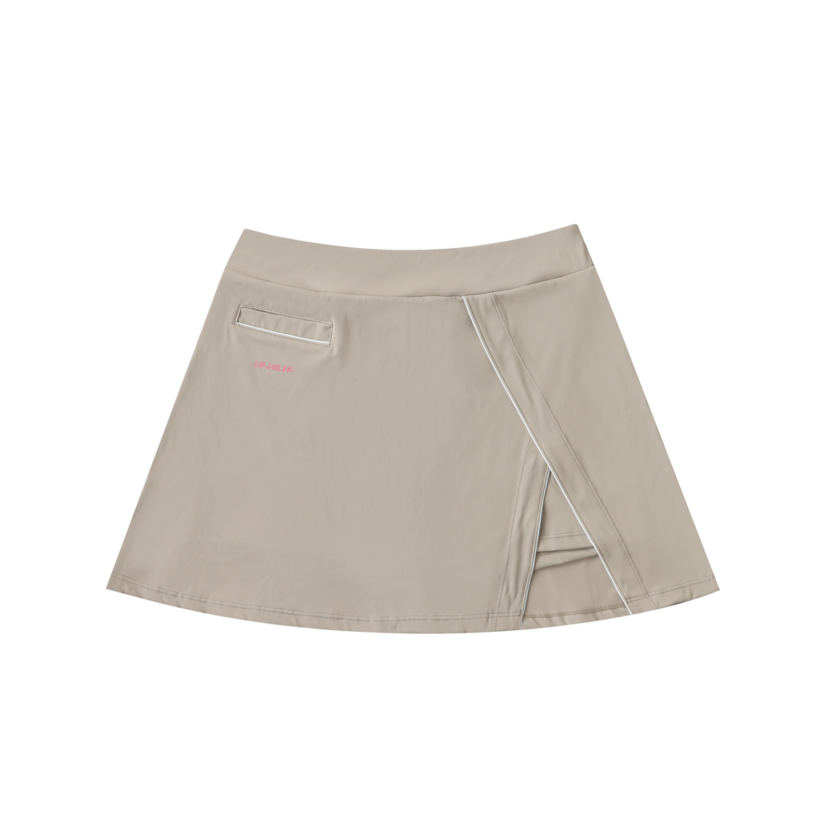 High-Waist Pocketed A-Line Skirt - Light Coffee/Pink