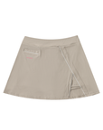 High-Waist Pocketed A-Line Skirt - Light Coffee/Pink