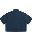 Women’s Crop Short Sleeve Shirt - Navy Blue/Pink