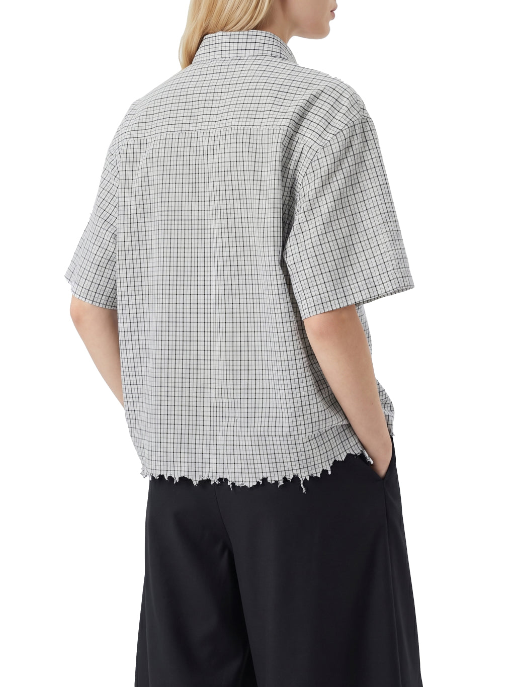 Distressed plaid boxy shirt, view 7