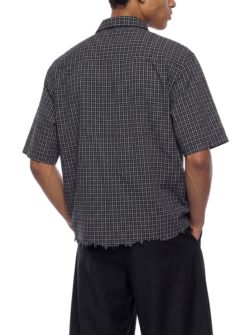 Distressed plaid boxy shirt, view 5