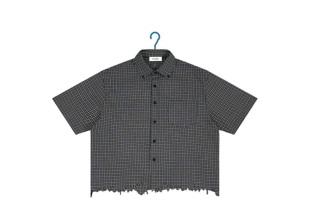 Distressed Plaid Boxy Shirt