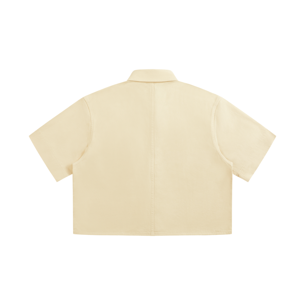 Women’s Crop Short Sleeve Shirt - Apricot/Pink
